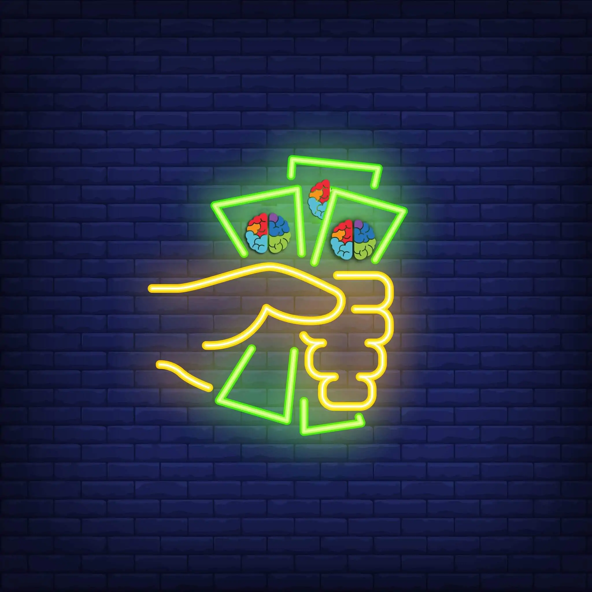 Hand holding dollar bills neon sign