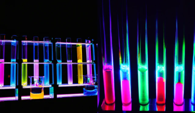 Dall·e 2023-05-09 09. 19. 59 - fluorescent colored liquids in glass tubes. Technological art